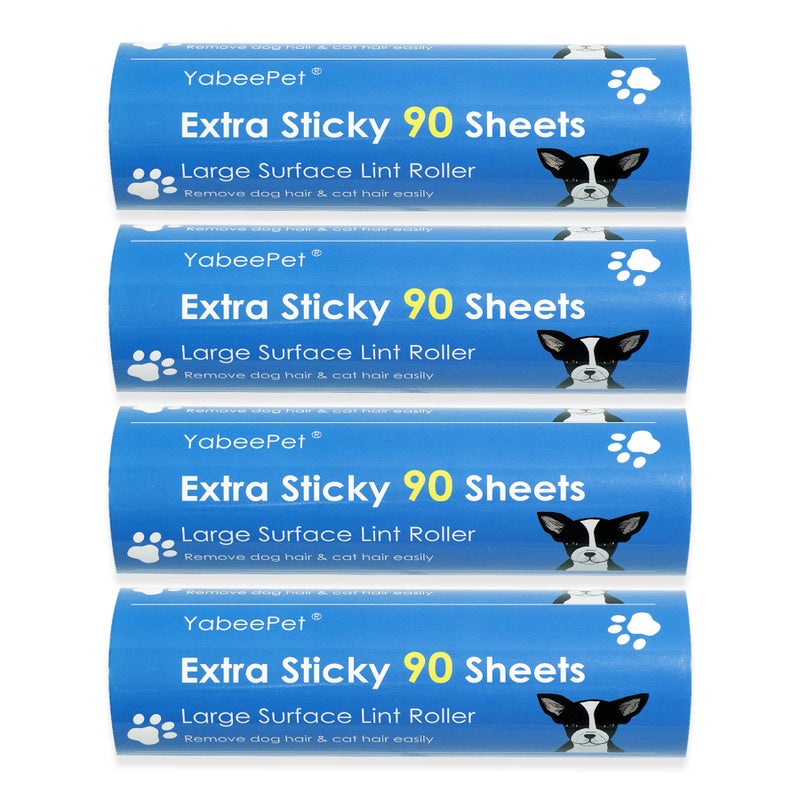 YabeePet 4-Pack Lint Roller Refills - 6.3 inch Width, 90 Sheets per Roll (360 Sheets Total) - Image 1
